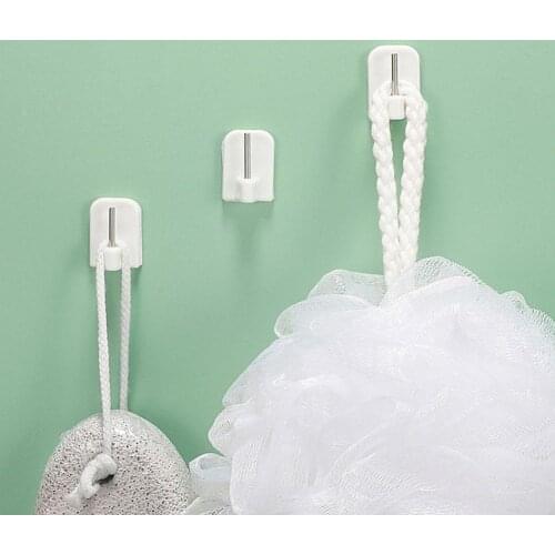 New 6Pcs Rectangle Self-adhesive Wall Hooks Storage Buckle Hooks Buckle Curtain Accessories Hook Hooks Bathroom Kitchen Tow X9M7