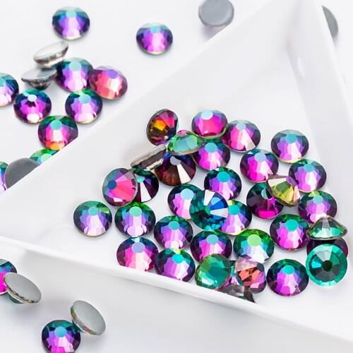 AAAAA Top Quality SS3~SS40 Green flame Colors Hot Fix Stone Flat Back Iron On Hotfix Strass Rhinestones for Dress Decoration DIY