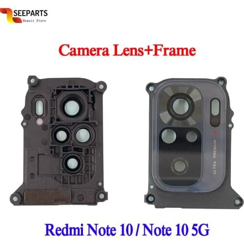 Full New For Xiaomi Redmi Note 10 5G Camera Lens Glass With Frame Replacement Parts For Redmi Note 10 Rear Camera Lens