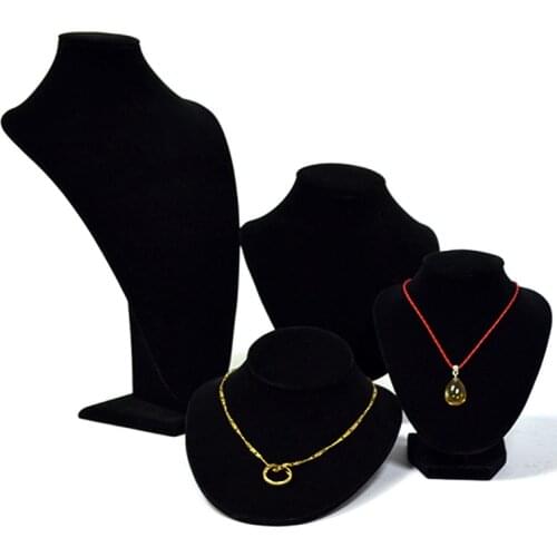 Wholesale Jewelry Box Black Velvet Neckform Mannuquin For Necklace Chain Display Stand Holder Bust Vertical Chest