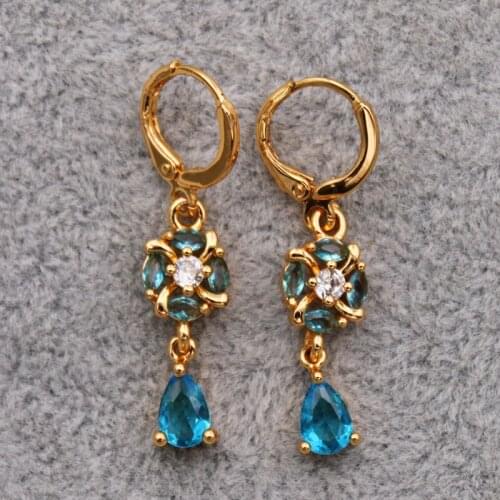 Bohemia Dangle drop earrings for womens Water Drop Red Blue stone Jewelry earrings for Party Wedding Valentines Day Gift