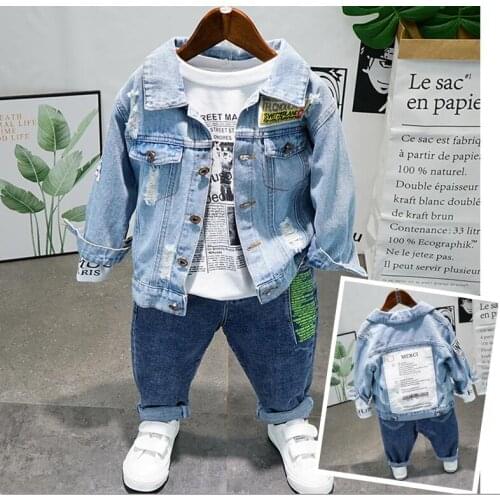 Kids Clothes Autumn Baby Boys Clothes Sets Denim jackets,T-shirts and jeans Sports Suit Winter Children Clothes For Toddler 2-6Y