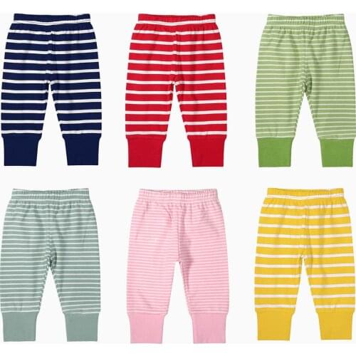 Spring And Autumn Children Cotton Pants Baby Girls Clothes 0-24m Newborn Sports Boys Trousers 2021 Striped Cotton Clothing Pant