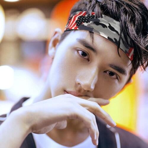 Men Elastic Yoga Sweatband Men Women Outdoor Gym Running Tennis Basketball Wide Hair Bands Camouflage Sport Headband Fitness