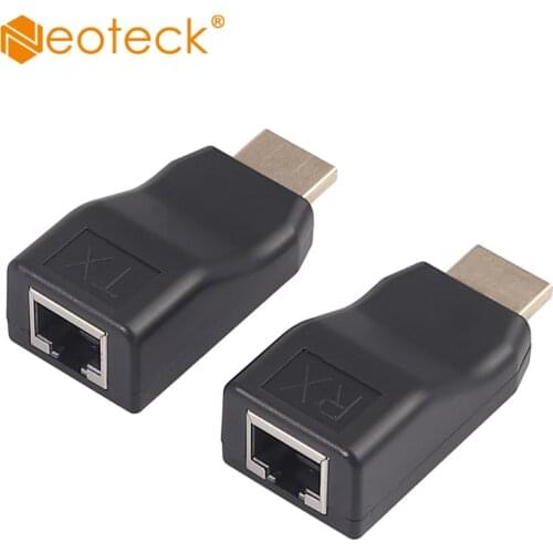 Neoteck 2pcs HDMI Signal Extender To RJ45 Over Cat 5e/6 Network Ethernet Adapter 1080P 4K (Only CAT6 cable can Transmit 4K 10m)