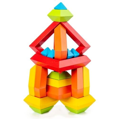 Large Particles Baby Wooden Toys Color Pyramid Stacking Blocks Game Children Toy Creative Fun Build Cognitive Toy Children Gifts