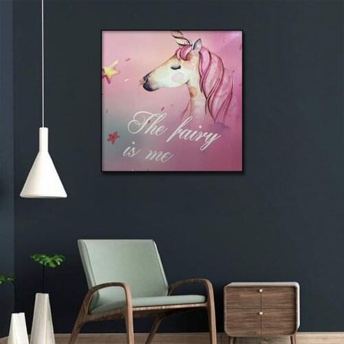 Cartoon Pink Unicorn Poster 1pcs Modern Home Wall Decor Canvas Picture Art HD Print Painting On Canvas for Living Room