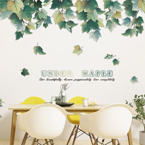 [SHIJUEHEZI] Maple Leaves Wall Stickers DIY Tree Leaf Wall Decals for House Living Room Bedroom Kitchen Decoration Accessories
