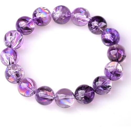4a purple RAINBOW crystal round bracelet 12/14/16MM 17cm wholesale for xmas gift enery
