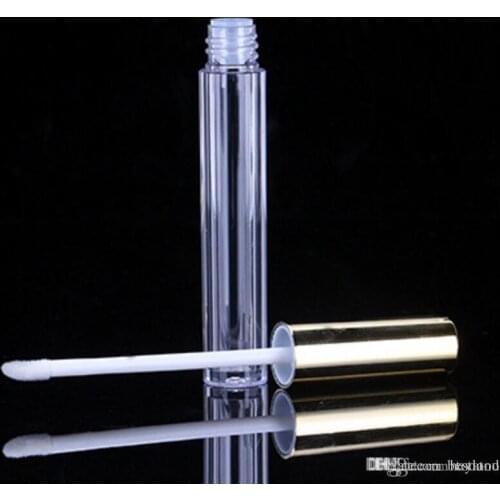 10ML Mini round lip gloss tube cosmetic package lip gloss bottle empty container with gold cap