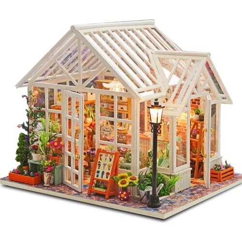 Doll House Furniture Wooden Miniature DIY Kit with Dust Cover Music Box Assemble Crafts Toy Best Birthday Gift For Children Girl