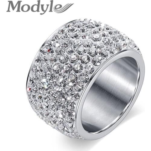 Modyle New Fashion Classic Gold-Color Crystal Wedding Ring for Men and Women