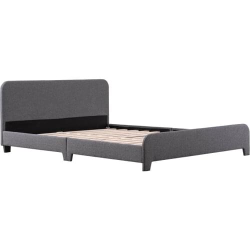 Soft Bed Frame with Curved Corners and No Decoration at the End of Bed Linen Dark Gray Queen/Full/Twin Easy Assemble[US-Stock]