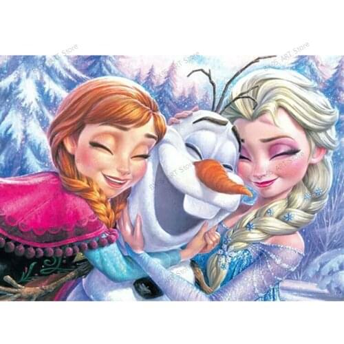 Disney 5D DIY Diamond Painting Cartoon Ice Sister Elsa&Anna Cross Stitch Kits Full Round Diamond Embroidery Mosaic Home Decor