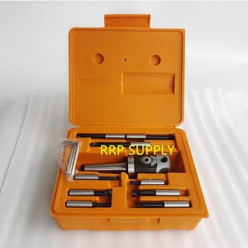 MT3 taper set=1pc F1-1/2" 50mm boring head+MT3 shank+9pcs 1/2" 9pcs boring bar set, Drawbar thread: M12, boring head set