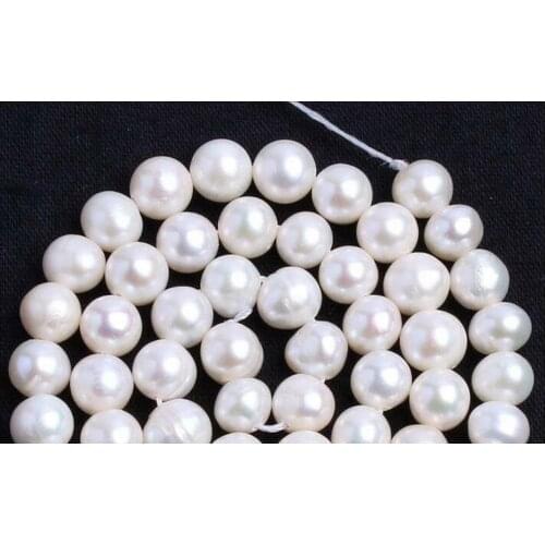 New7-8mm Natural White Freshwater Pearl Nearly Round Gems Loose Beads Strand 13"