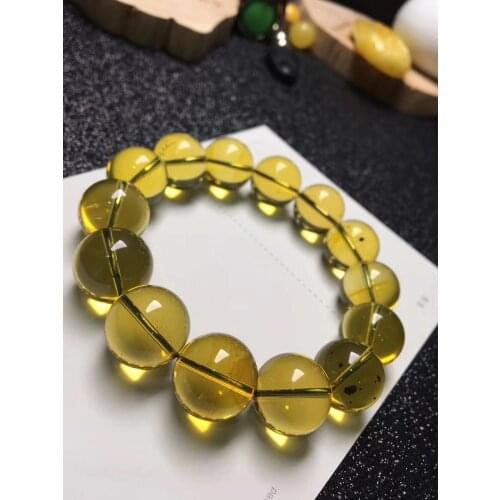 Natural Blue Amber From Mexico Clear Round Beads Bracelet 15.2mm For Women Men Fashion Rare Healing Stone Certificate AAAAA