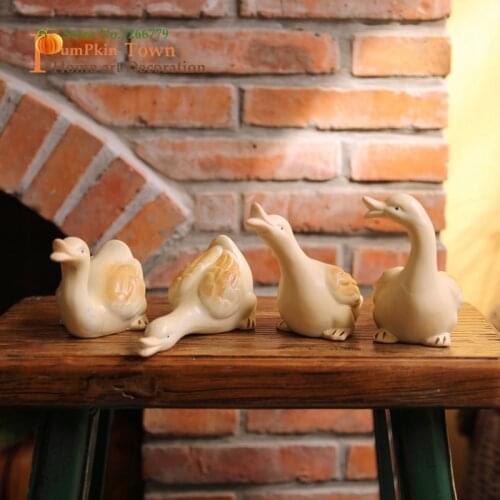 NEW American pastoral retro style vivid expression ceramic duck A set of 4,plant stand, garden,living room,office decoration