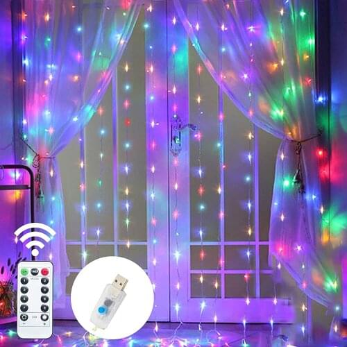 Upgrade LED Holiday WaterProof Christmas Curtain String Light 3M*1/2M USB Powered Decoration Valentine New Year Party Bedroom