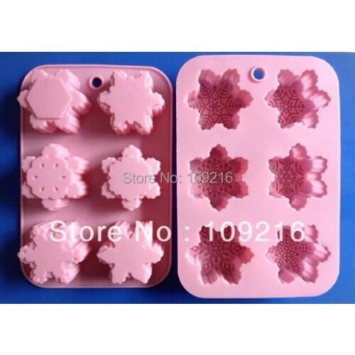 Wholsales!! 1pcs New 6-style Snowflake Green Good Quality 100% Food Grade Silicone Cake Bakeware DIY Mold