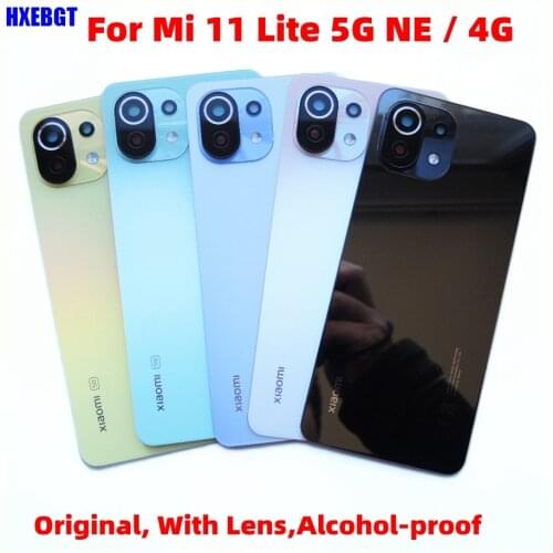Original For Xiaomi Mi 11 Lite Back Cover Lid Mi11 Lite Rear Battery Glass Door Housing Case Smartphone Chassis Repair Parts