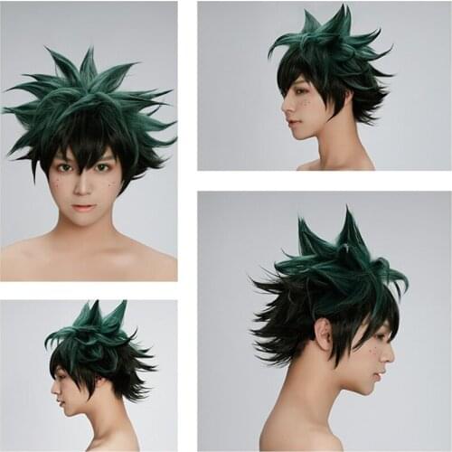 My Boku no Hero Academia Izuku Midoriya Short Green Black Heat Resistant Cosplay Costume Wig