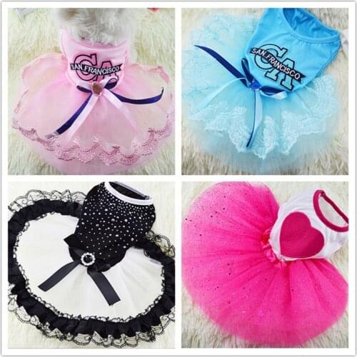 Fashion Pet Cat Dog Tutu Dress Rhinestone Bowknot Puppy Princess Dress Party Dress Wedding Skirts Pet Girl Dog Clothes Wholesale