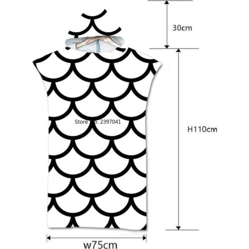 Fish-scale Microfiber Bath Beach Towel Dress Hooded Robe Poncho for Swim Beach Surf Man Woman Bathrobe Beachwear robe de plage