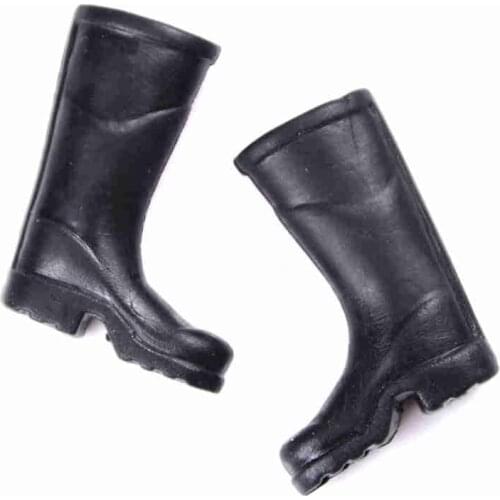 1Pair Black Rubber Rain Boots Doll House Furniture Miniature Shoes for Barbie Home Garden Toys Gifts