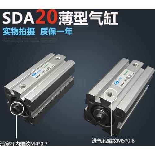 SDA20*25 Free shipping 20mm Bore 25mm Stroke Compact Air Cylinders SDA20X25 Dual Action Air Pneumatic Cylinder