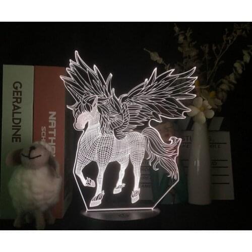 3D Unicorn Lava Lamp Baby Room LED Acrylic Night Light Color Change Remote Control Surprise Gift Kids Birthday Decor Nightlight