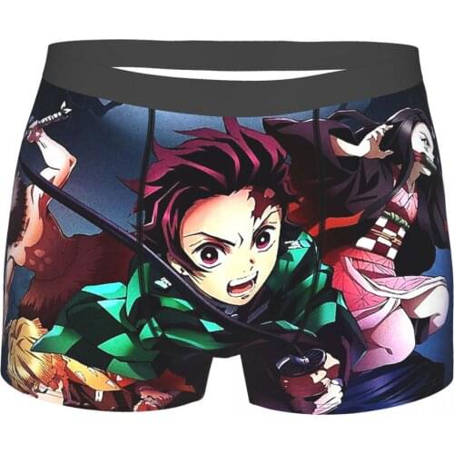 Anime Manga Demon Slayer Kimetsu No Yaiba Kamado Anime Underpants Cotton Panties Man Underwear Sexy Shorts Boxer Briefs