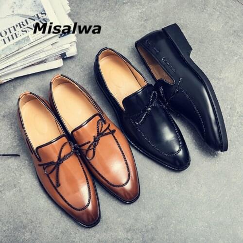 Misalwa Dropshipping British Big Size Men Casual Loafers Solid Men Daily Party Formal Shoes Slip-on Wedding Elegant Mens Flats