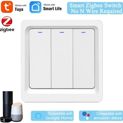 Smart Zigbee EU Switch WiFi Wall Light Switch 1/2/3 Gang APP Wireless Control No Neutral Wire Required Push Button Switch