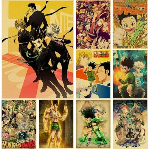 Vintage Kraft Paper Poster of Classic Japanese Anime Hunter X Hunter Character Atlas Wall Stickers for Home Bar Art Wall Decor