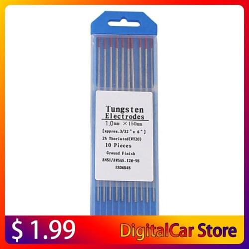 10pcs/Box WT20 Red Color 1.0*150 Thorium Tungsten Electrode Head Tungsten Needle/rod For Welding Machine