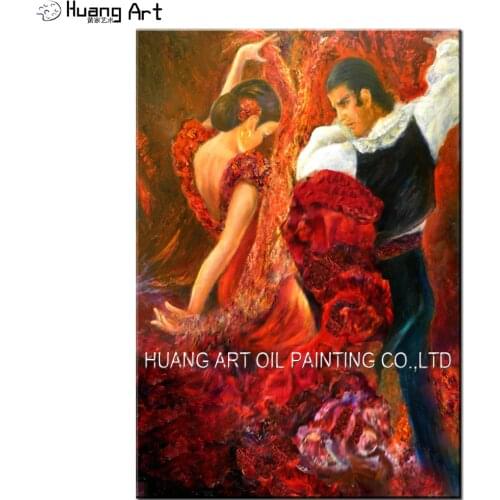 Top Artist Pure Hand-painted High Quality Impression Flamenco Dancer Oil Painting on Canvas Couples Dancing Oil Painting