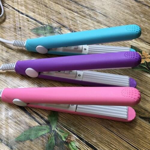 High Quality Mini Hair straightener Iron Pink Ceramic Straightening Corrugated Curling Iron Styling Tools Hair Curler