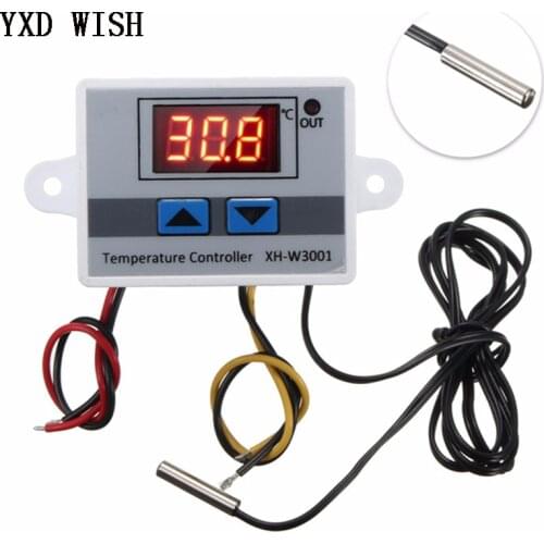 W3001 10A 12V 24V 220V AC Digital LED Temperature Controller XH-W3001 For Incubator Cooling Heating Switch Thermostat NTC Sensor