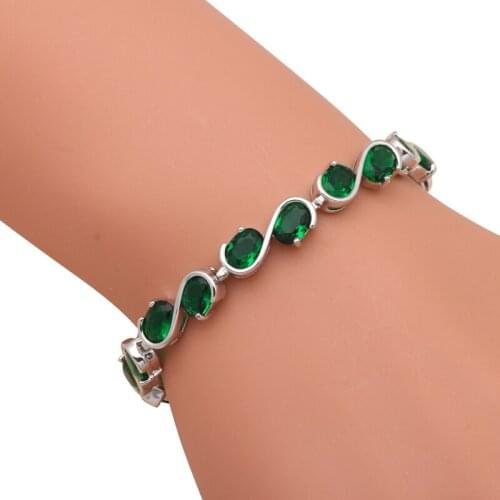 Deep Green Peridot Party Bracelets for Ladies white gold tone Wholesale & Retail Zirconia Fashion Jewelry TB865A
