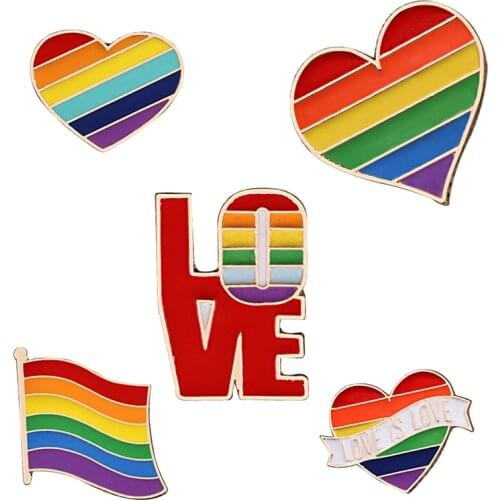 1PCS Flag Rainbow Heart Brooch Clothes Bag Lapel Pin Peace And Love Enamel Pins Gay Lesbian Pride Icon Badge Unisex Jewelry Gift