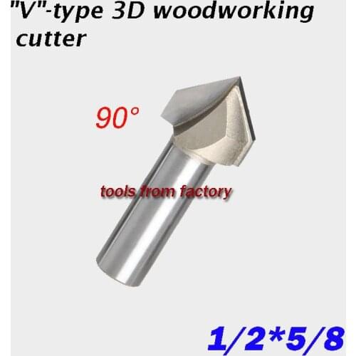 1pc "V"-type V.1/2*5/8 3D Woodworking Cutter Cnc Router Bits Cutting for Wood Tools