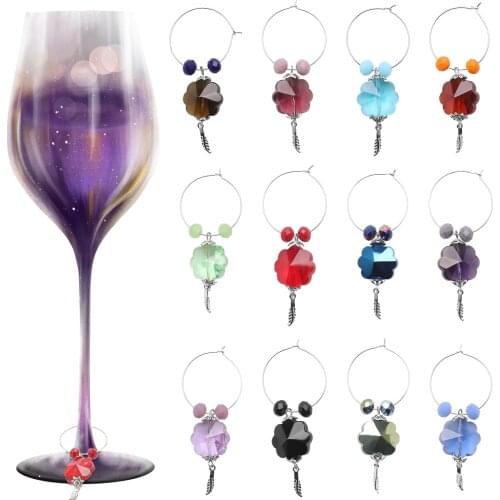 12Pcs/Set 30MM Metal Charm Handmade Pin Antique Crystal Plum Blossom Pendant Wine Glass Decoration Charms For Party Art Jewelry