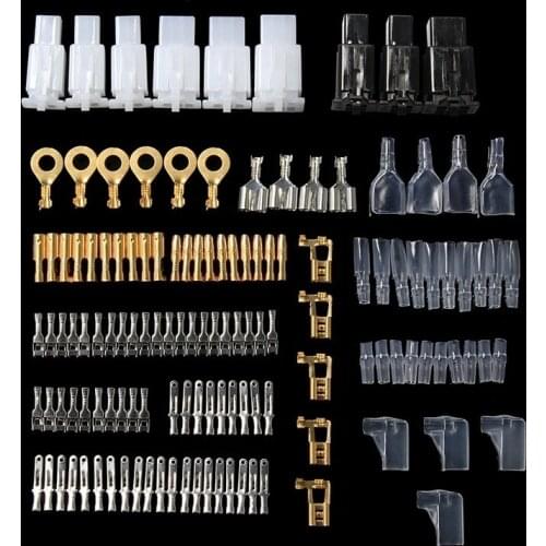 144Pcs Brass Motorcycle Bullet Ring Connectors Male Female Wire Connector Automotive Harness Auto Terminal Repair Tool Mix Kit
