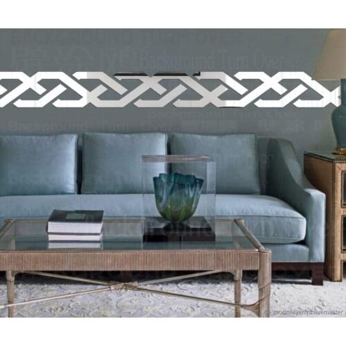 2sets Mirror Stickers Sticker Bathroom Decor Room Decoration 3D Long Full Body Wall Islamic Border Arabic Listello Divider R267