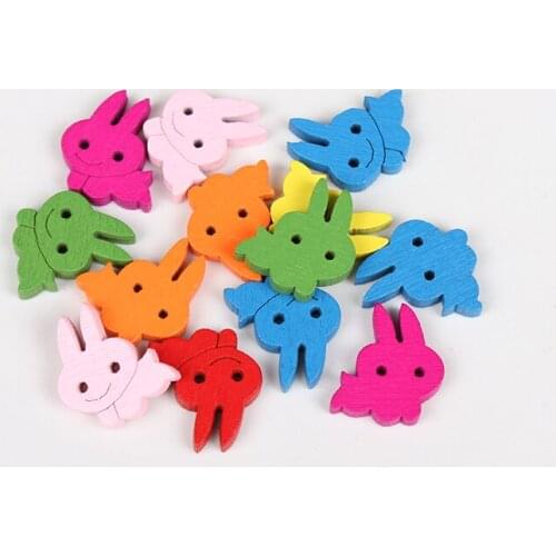 20 PCs Wooden Rabbit Buttons for Scrapbooking Crafts DIY Clothing Sewing Luggage Handmade Accessories Button Decoration