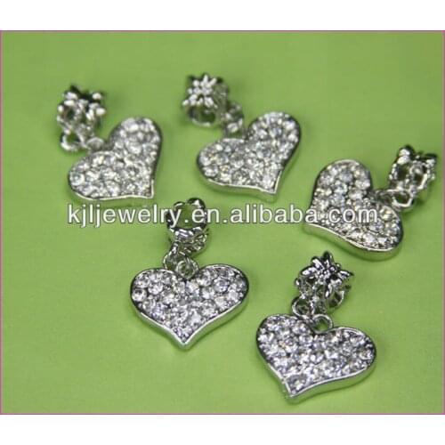 20pcs fashion silver crystal rhinestone pave heart pendant ,charm heart for bracelet jewelry