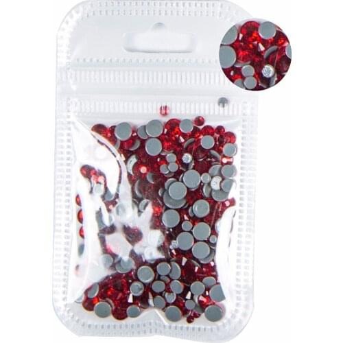 AAAA+ Best Quality Lt.Siam Mix Size Hot Fix Rhinestone More Shiny Super Bright Nail Art Hotfix Iron On Stones. 10Gram