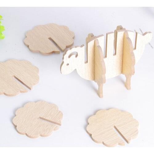 Sheep Shape Anti Slip Cup Pads Coasters Insulated Round Wooden Cup Mats Japan Style Creative Home Office Decor Art Crafts Gift