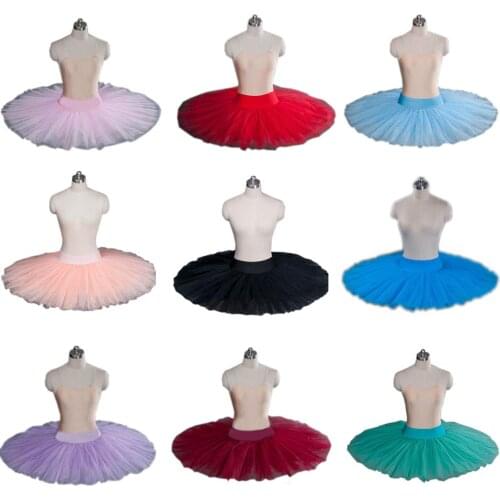 FLTOTURE White Swan Pancake Half Ballet Tutu With Pants 14 Colors Child Adult Size Practice Rehearsal Ballet Half Tutus For Sale